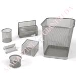 SET SCRIVANIA IN RETE METALLICA ARGENTO 6 PEZZI